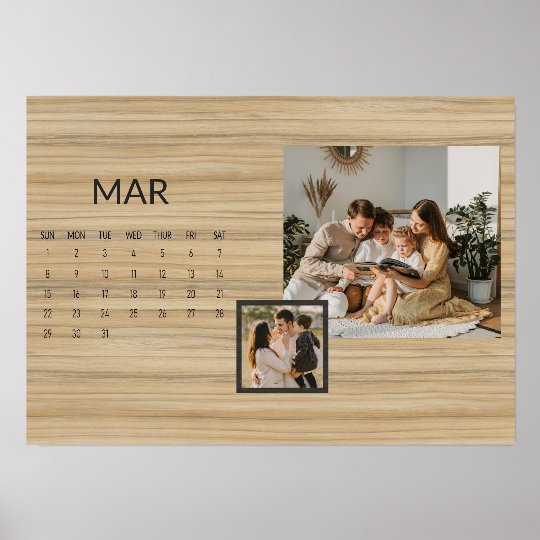 2026 Rustic Family Easel Calendar - March