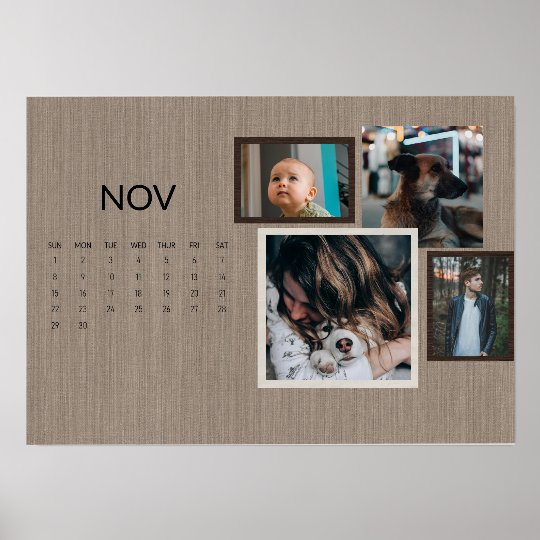 2026 Rustic Family Easel Calendar - November