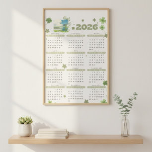 2026 Sage Green Cottagecore Calendar Natur Poster