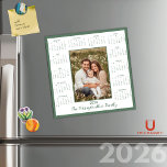 2026 Sage Green Photo Magnetic Calendar<br><div class="desc">2026 Modern Sage Green Photo Magnetic Calendar in white, with a rustic Sage Green border. Add your photo and name for a fun, personalized gift! Perfect for stocking stuffers or small gifts for friends, family, and loved ones. ✨THIS IS FOR 2026.✨ Please contact us at cedarandstring@gmail.com if you need assistance...</div>