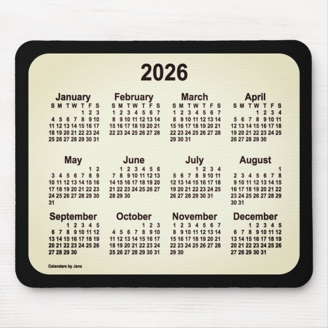 2026 San Telmo on Black Calendar by Janz Two Tone Mouse Pad (Front)