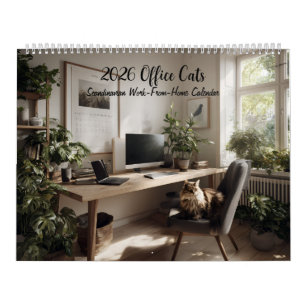 2026 Scandinavian Office Cats Wall Calendar
