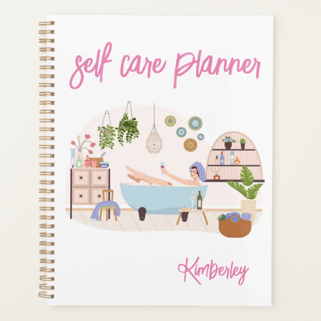 2026 Self Care Cute Girly Personalized Name Planner (Front)