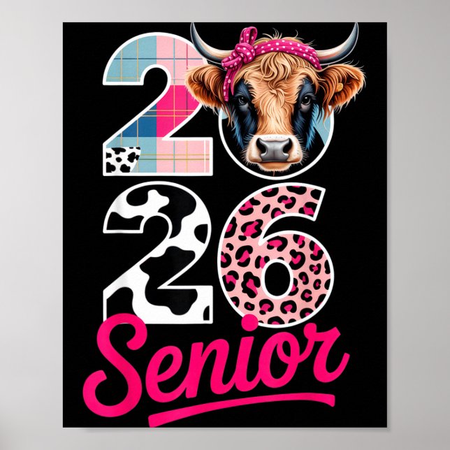 2026 Senior Cow Lovers Graduation Funny Cl Shirt F Poster (Front)