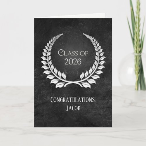 2026 Silver Graduation Laurel Wreath on Leather
