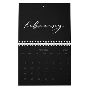 2026 Simple Black Custom Minimalist Calendar