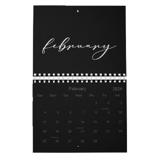 2026 Simple Black Custom Minimalist Calendar