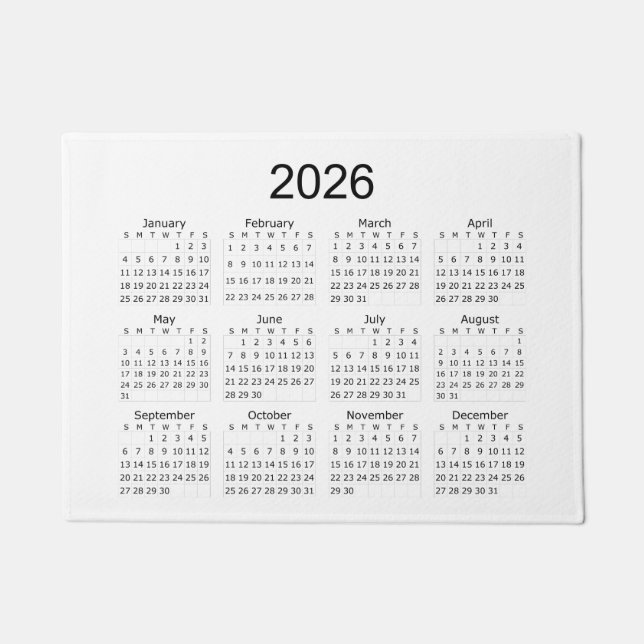 2026 Simple Minimalist Calendar Doormat (Front)