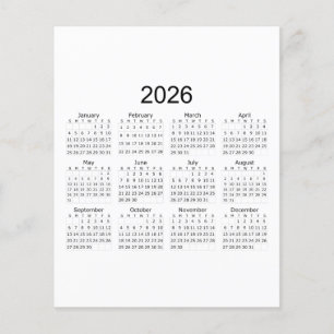 2026 Simple Minimalist Calendar Flyer