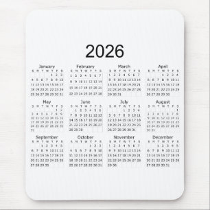 2026 Simple Minimalist Calendar Mouse Pad