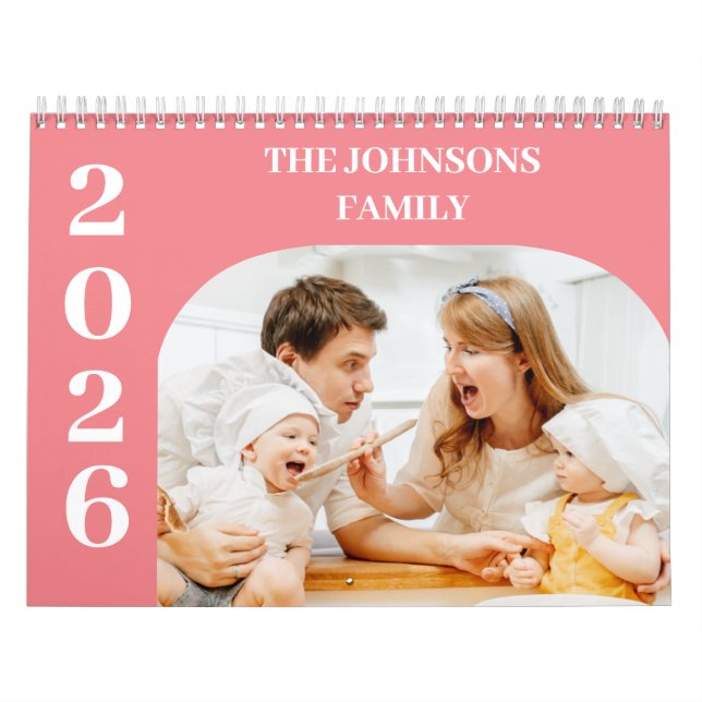 2026 Simple Modern Custom 14 Photos Family Calendar (Cover)