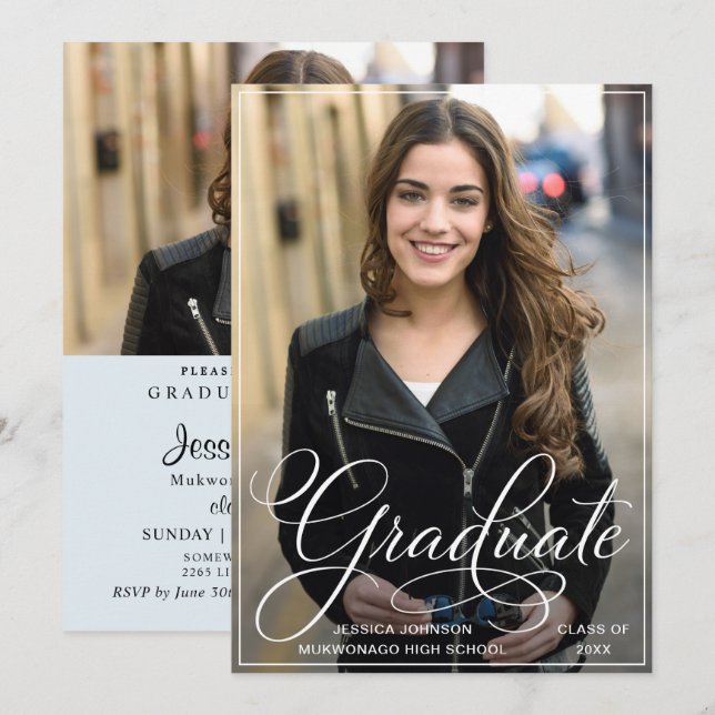 2026 Simple Modern PHOTO Graduation Party Invitation (Front/Back)