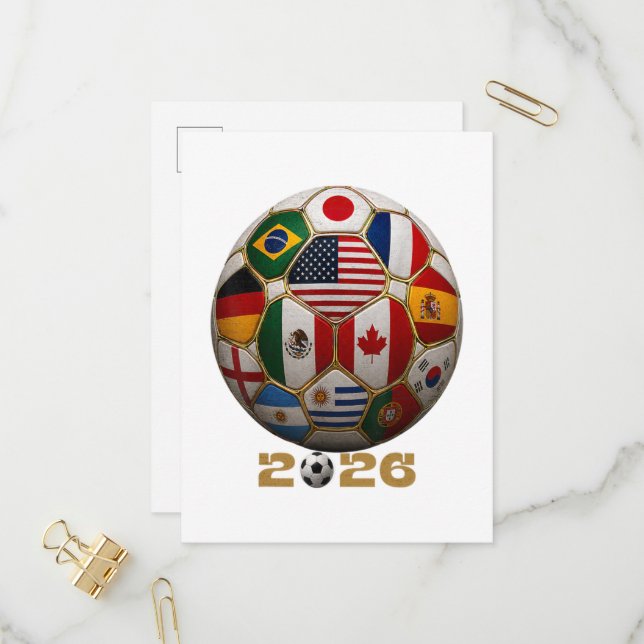 2026 Soccer World USA Flag Invitation Postcard (Front/Back In Situ)