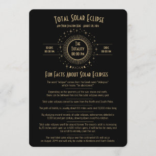 2026 Solar Eclipse Celestial Stars Black Fun Facts Invitation