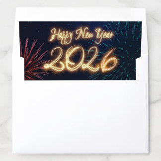 2026 Sparkling Happy New Year Fireworks Envelope Liner