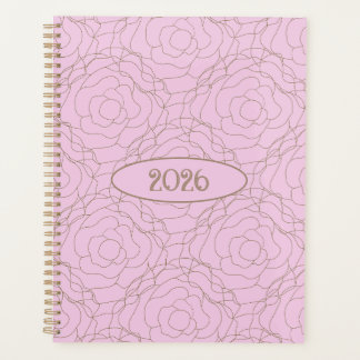 2026 Stained Glass Rose: Gold Rose on Pink Planner