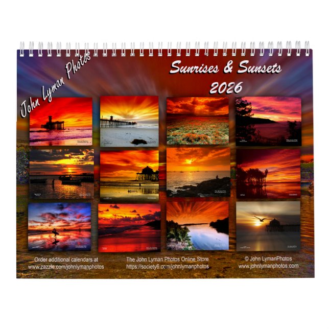 2026 Sunrise & Sunsets Calendar (Back)