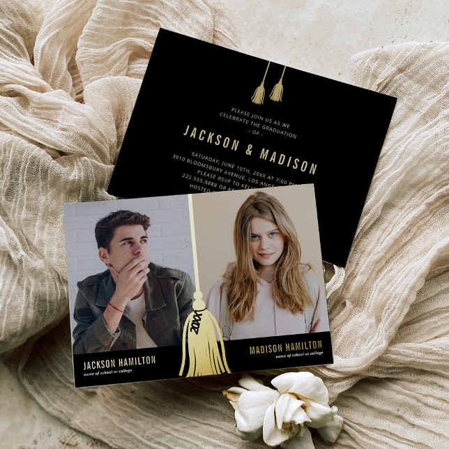 2026 Tassel Joint Photo Graduation Party Foil Invitation (Creator Uploaded)