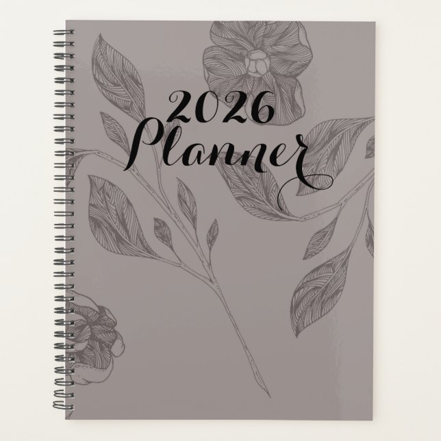  2026 Taupe Floral  Planner (Front)