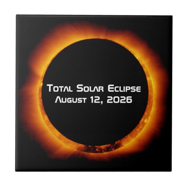 2026 Total Solar Eclipse Ceramic Tile (Front)