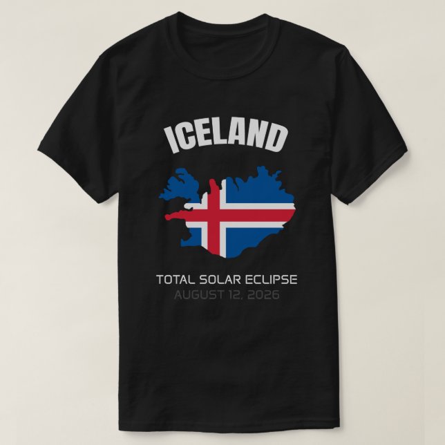 2026 Total Solar Eclipse Iceland Flag T-Shirt (Design Front)