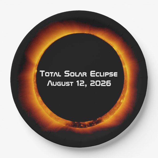 2026 Total Solar Eclipse Paper Plates (Front)