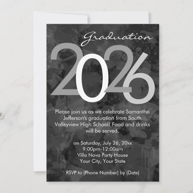 2026 Typographic Graduation Party Invitation (Front)