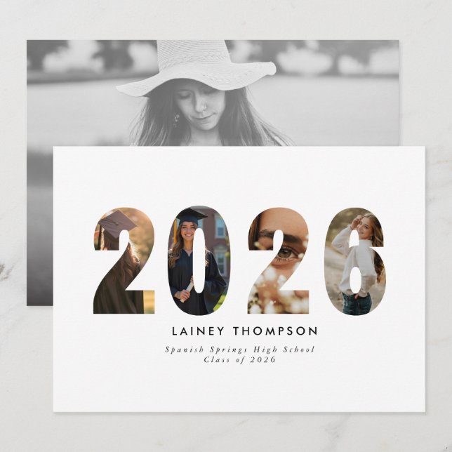 2026 Typography 4 Image Graduation Announcement (Front/Back)