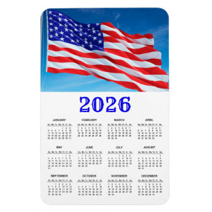 2026 USA American Flag Patriotic Calendar Magnet