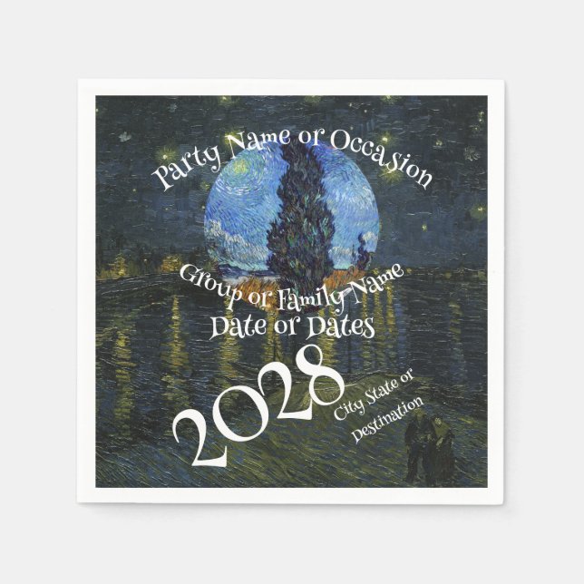 2026 Vacation Trip Tour Road Dinner Wine Ship Date Napkins (Front)