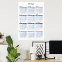 2026 Vertical Year Calendar Poster