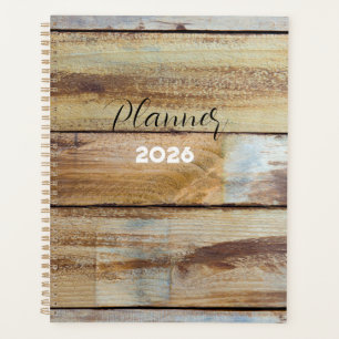 2026 Vintage Weathered Wood Planks Planner