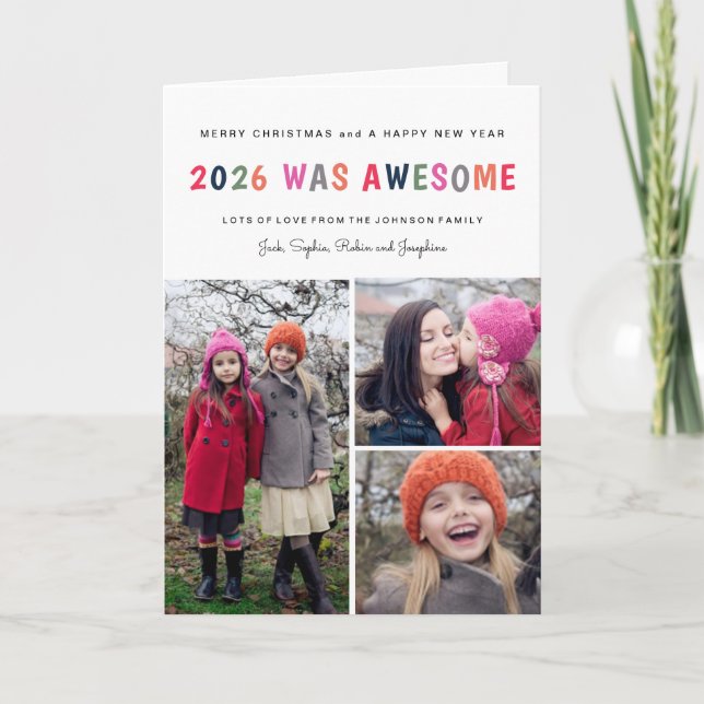 2026 Was Awesome Folded Christmas Photo Collage Card (Front)