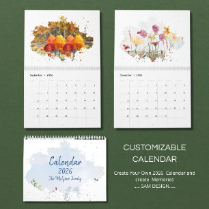 2026 Watercolor Landscape Calendar Scenic Nature