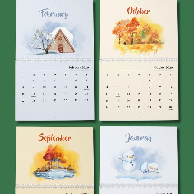 2026 Watercolor Seasons Calendar (Creator Uploaded)