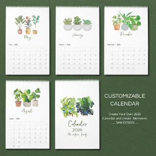 2026 Watercolor Succulent & Leaf Calendar   Botani