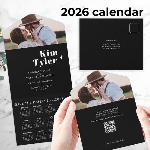 2026 wedding calendar photo unique save date QR All In One Invitation