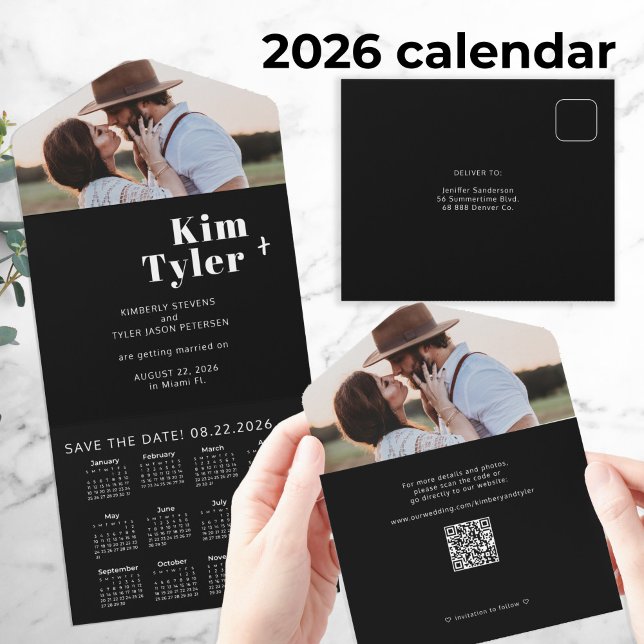 2026 wedding calendar photo unique save date QR All In One Invitation (Creator Uploaded)