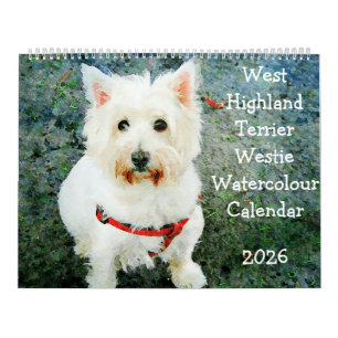2026 West Highland Terrier Dogs Westie Lover Gift Calendar