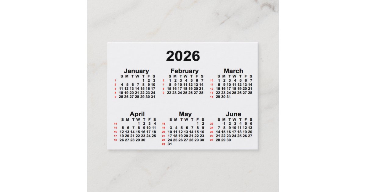 2026 White 52 Week Calendar by Janz Business Cards Zazzle