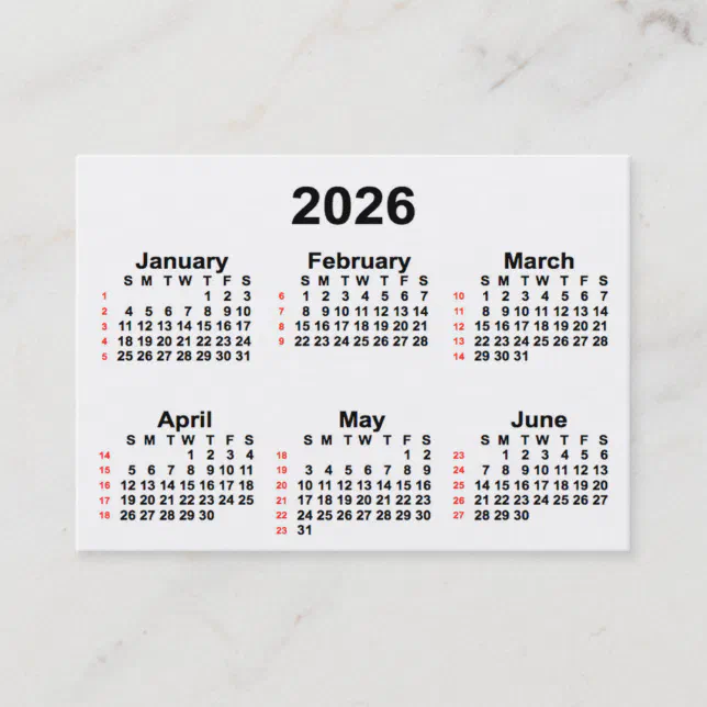 2026 White 52 Week Calendar by Janz Business Cards | Zazzle