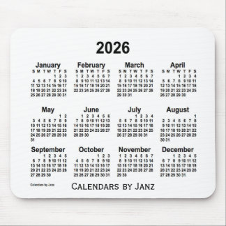 2026 White Calendar by Janz Mouse Pad