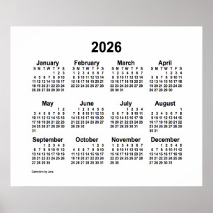 2026 White Calendar by Janz Print