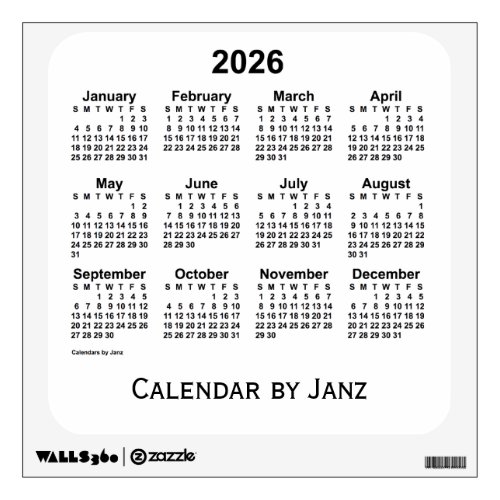 2026 White Calendar by Janz Wall Decal