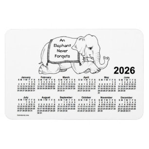 2026 White Elephant Calendar by Janz 4x6 Magnet