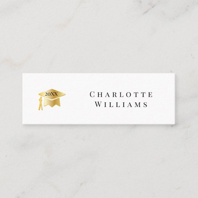 2026 White | Gold Grad Cap Graduation Insert Card (Front)