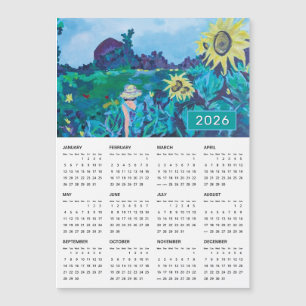 2026 Woman in Sunflower Field Painting Calendar