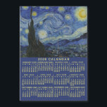 2026 Year Calendar Starry Night or Photo Magnet<br><div class="desc">This 2026 year monthly calendar fridge magnet shows the days of the week for each month in bold, easy-to-read light yellow. Vincent van Gogh's beautiful, famous painting "The Starry Night" rests above the calendar. Painted during the Dutch post-Impressionist painter's stay at the Saint Remy asylum in the 1880's, van Gogh...</div>