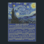 2026 Year Calendar Starry Night or Photo Magnet<br><div class="desc">This 2026 year monthly calendar fridge magnet shows the days of the week for each month in bold, easy-to-read light yellow. Vincent van Gogh's beautiful, famous painting "The Starry Night" rests above the calendar. Painted during the Dutch post-Impressionist painter's stay at the Saint Remy asylum in the 1880's, van Gogh...</div>