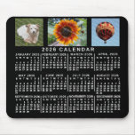 2026 Year Monthly Calendar Black Custom 3 Photos Mouse Pad